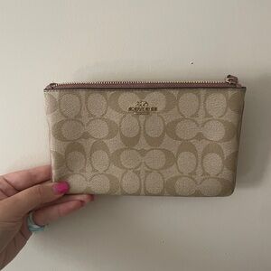 Tan and Pink Coach Wallet